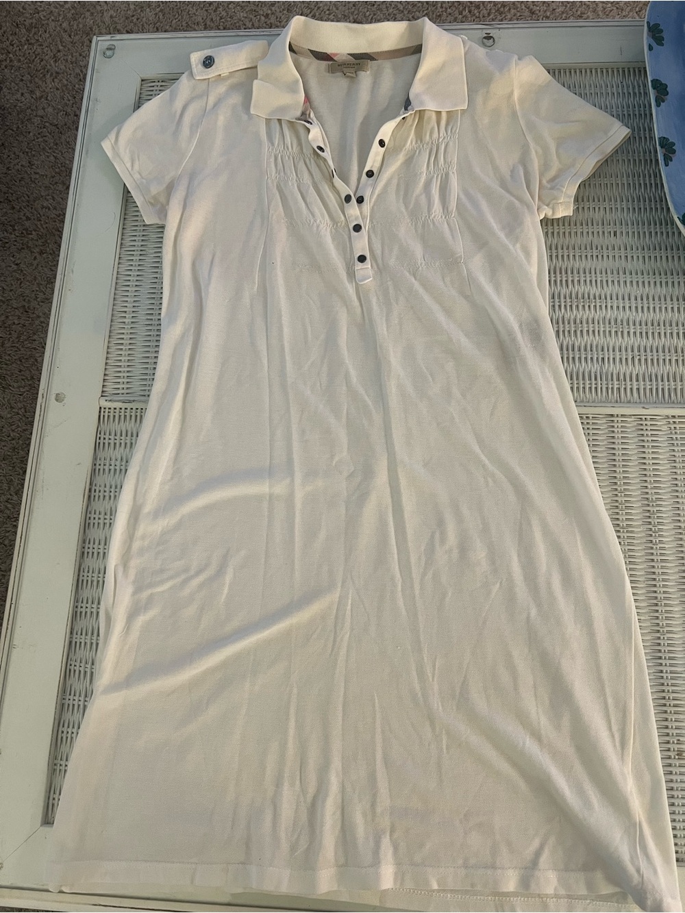 Burberry Brit white cotton short sleeve mini dress size Medium